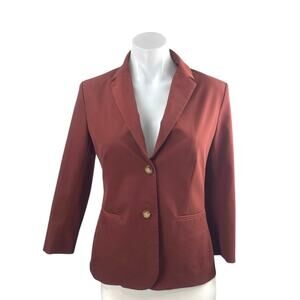 The Row Women's Red Collared Long Sleeve Single Breasted Blazer Coat Jacket Sz 0